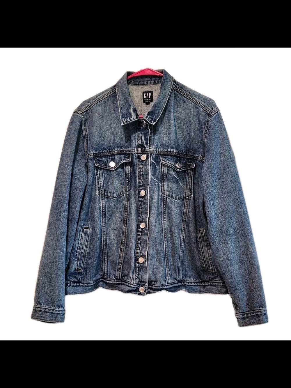 Women's Denim Jacket Blue Button Front Pockets XXL Classic GAP